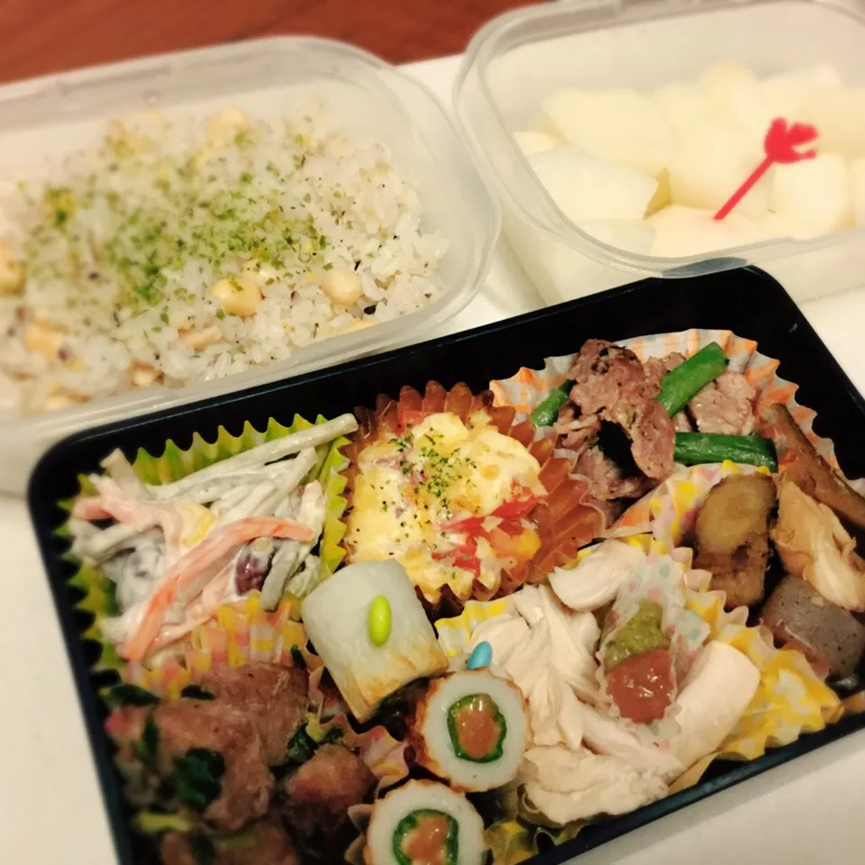 豆雑穀ごはん＆肉だらけ弁当|ゆきっちん(・8・)さん