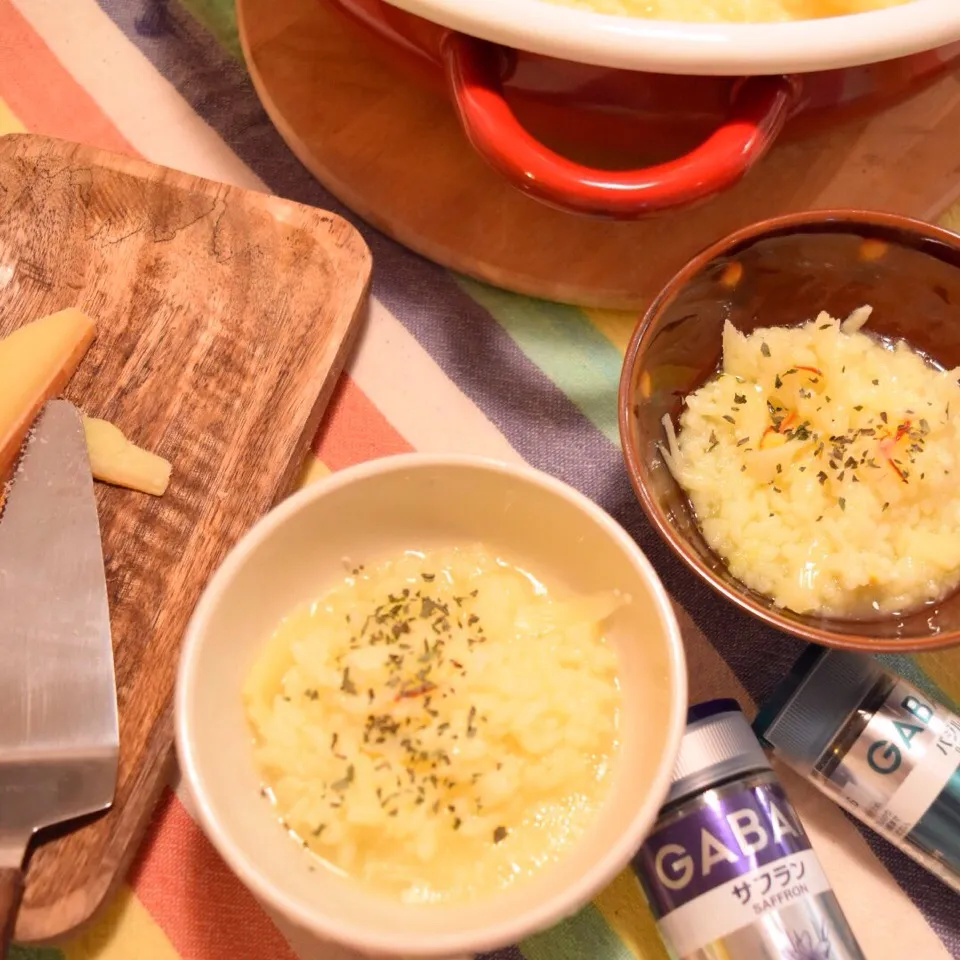 サフランとラクレットのリゾット風雑炊＊天満屋福山店のチーズ売り場にて、、、 - ふじかなの"いつも美味しい！もの探し"|ふじたかなさん