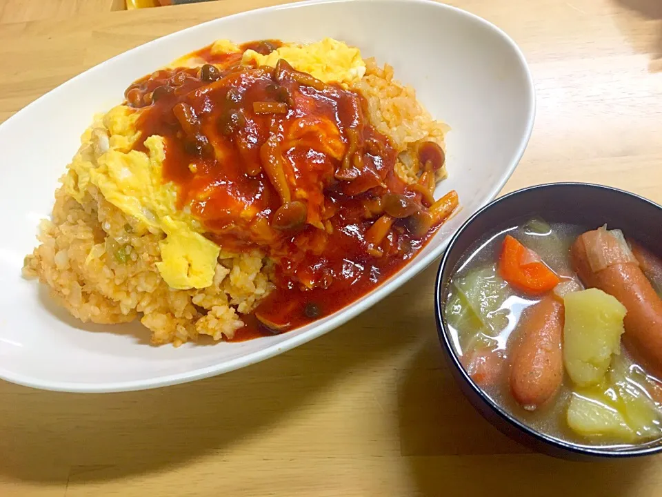 オムライスとポトフの晩御飯|ゆりえさん