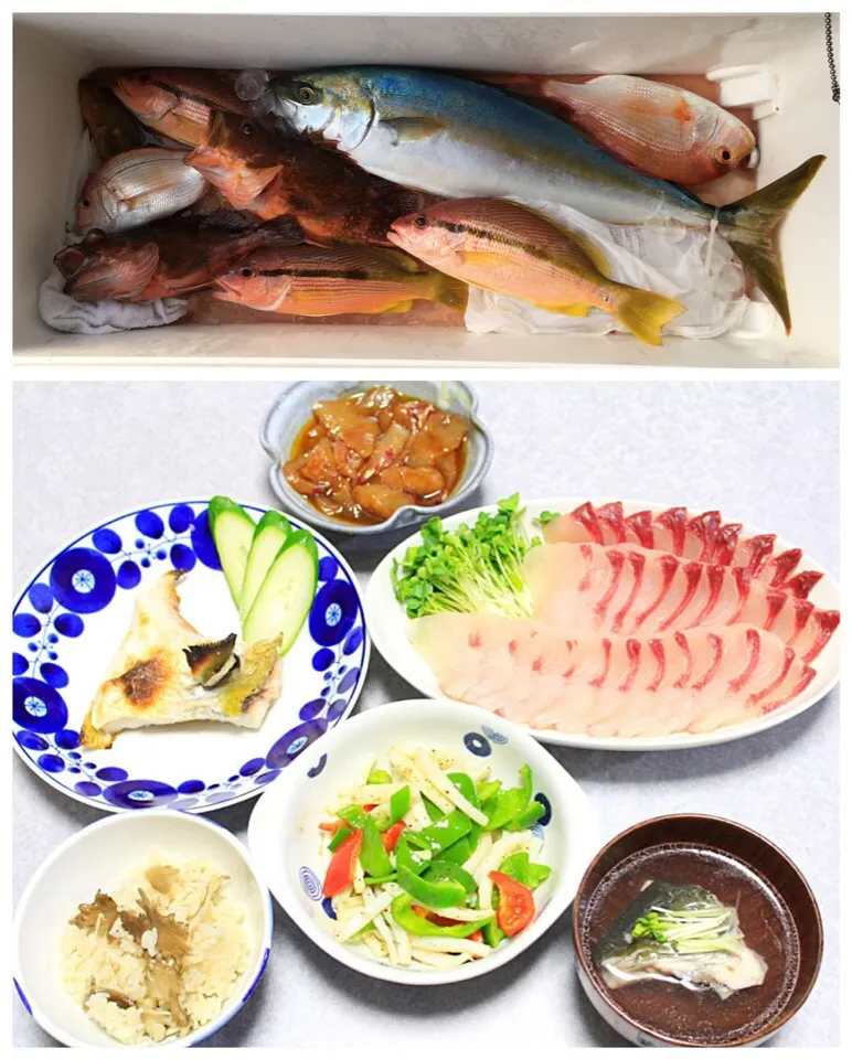 夫の釣った魚で晩ご飯|Orie Uekiさん