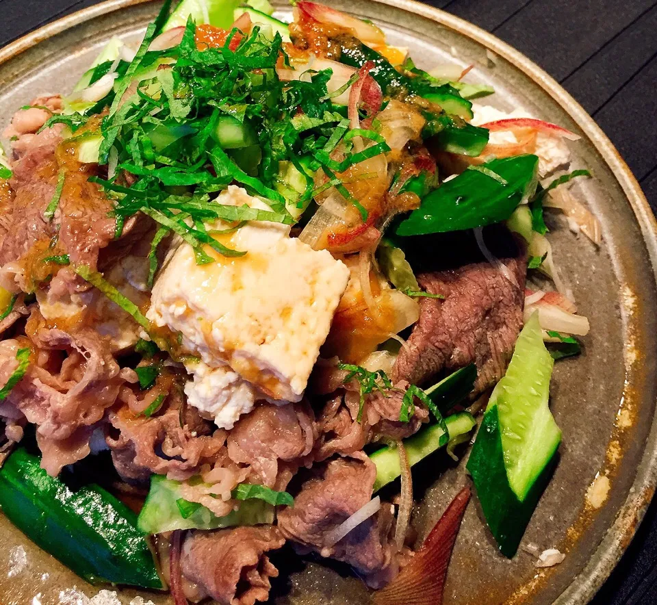 豆腐と牛肉のおかずサラダ
Tofu and beef salad|hipboaさん