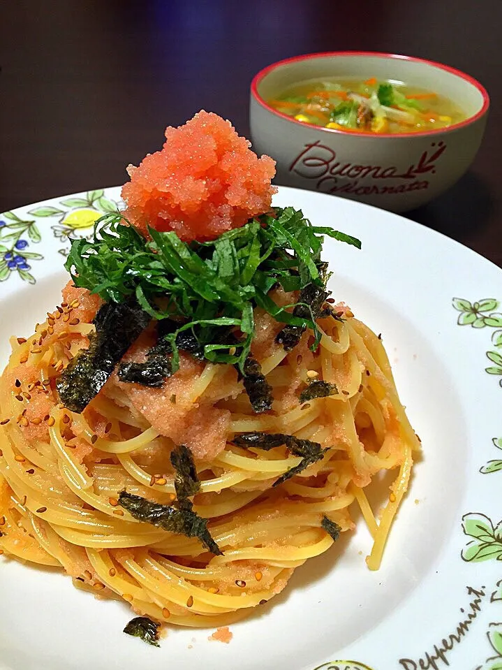 ⭐️たらこのパスタ
⭐️野菜たっぷりコンソメスープ|よっちぃさん