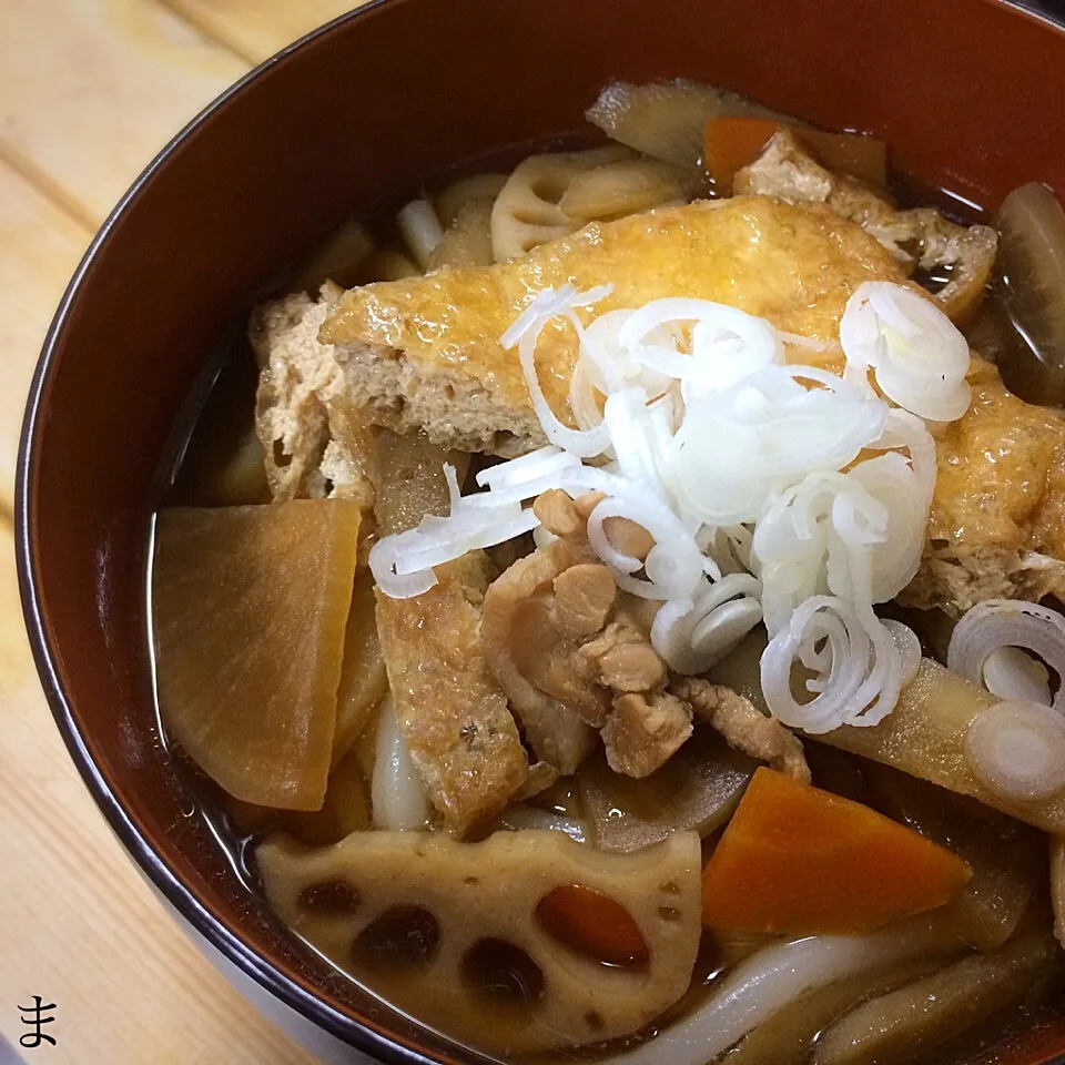 Snapdishの料理写真:きつねけんちん饂飩|まる(丸大豆)さん