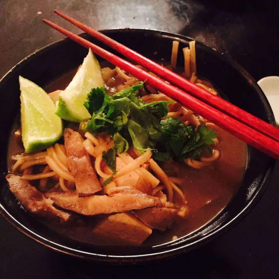 Organic Veggie Tofu Pho with Udon, Shiitake, Bok Choi, Ginger and Hoisin Sauce|georgianaさん