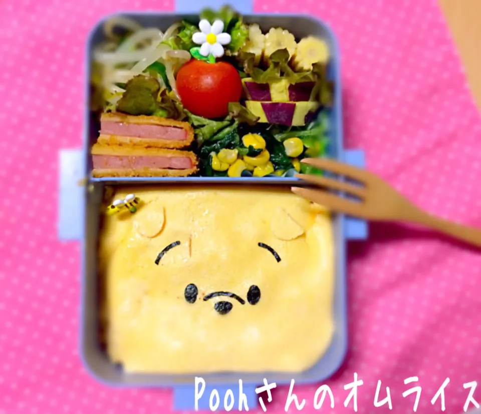 JK1のPoohさんのオムライス弁当♪
 #キャラ弁 #オムライス #Poohさん|Bちゃんさん