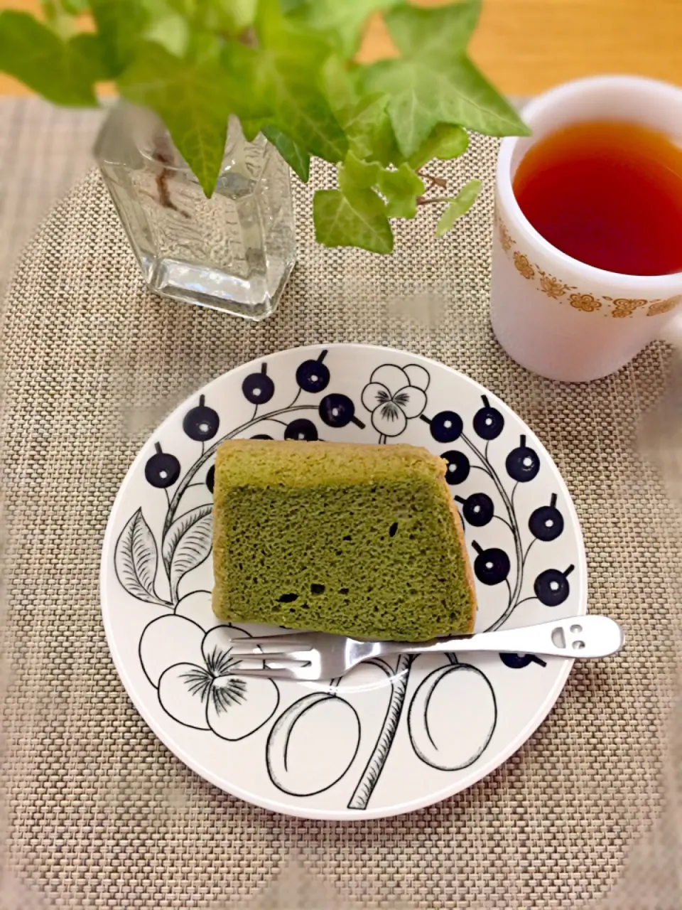 抹茶シフォン🍀米粉でしっとり〜❤️|まめごろうさん