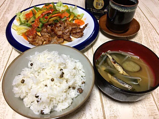 Snapdishの料理写真:今日の男飯(⌒-⌒; )むかごごはんを追加♫|ひーちゃんさん