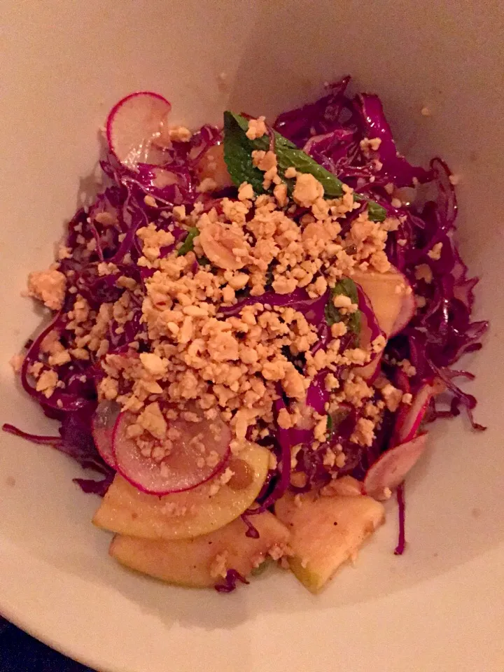 Snapdishの料理写真:beet salad, radish, brown sugar vinaigrette, mint, peanuts|Ryderさん