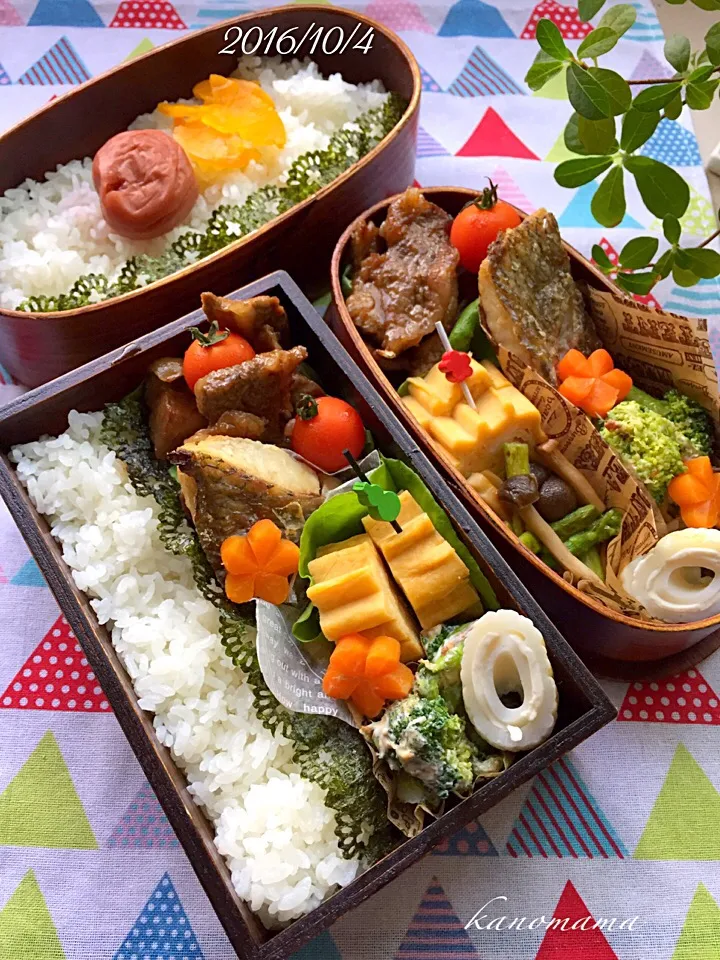 Snapdishの料理写真:パパ誕生日弁当&息子くん弁当♪|ゆきさん