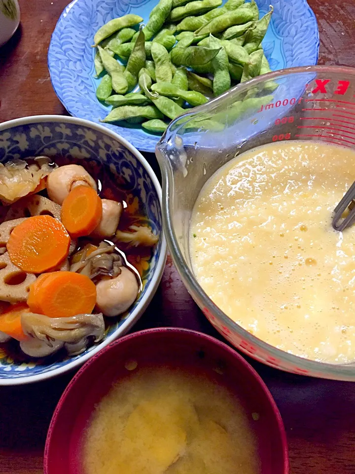 とろろ汁 煮物 しじみの味噌汁 枝豆|掛谷節子さん