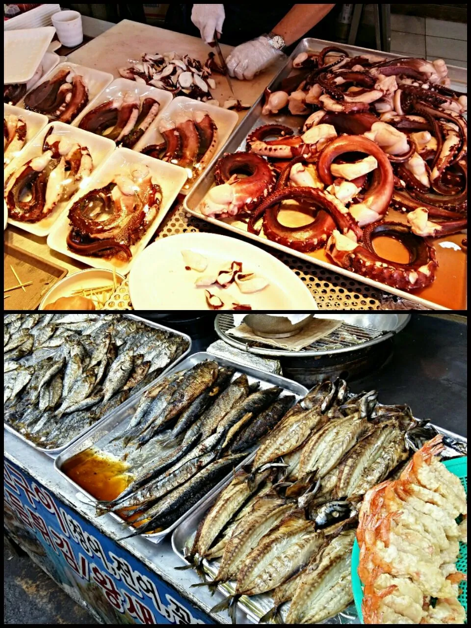 Soraepogu fish market - octopus and grilled fish|steven z.y.さん