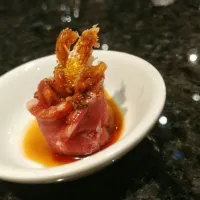 sashimi beef prime with crab and tobiko yuzu #sushi|Arturo Renowitzkyさん