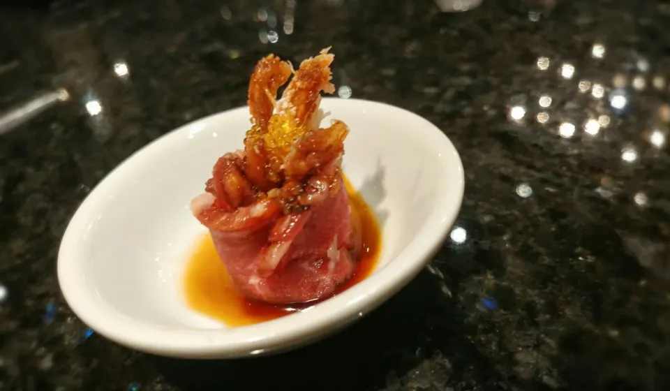 sashimi beef prime with crab and tobiko yuzu #sushi|Arturo Renowitzkyさん