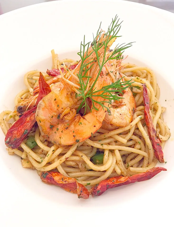 Spaghetti Garlic Grill Shrimps Tia|Aomさん