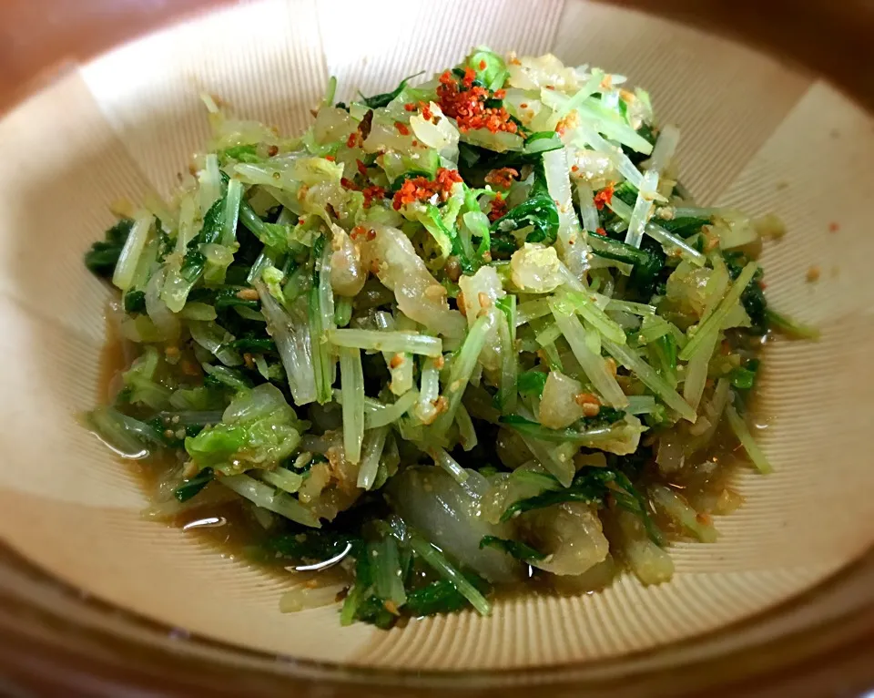 Snapdishの料理写真:鍋の残り野菜
「白菜水菜の胡麻和え」|muutさん