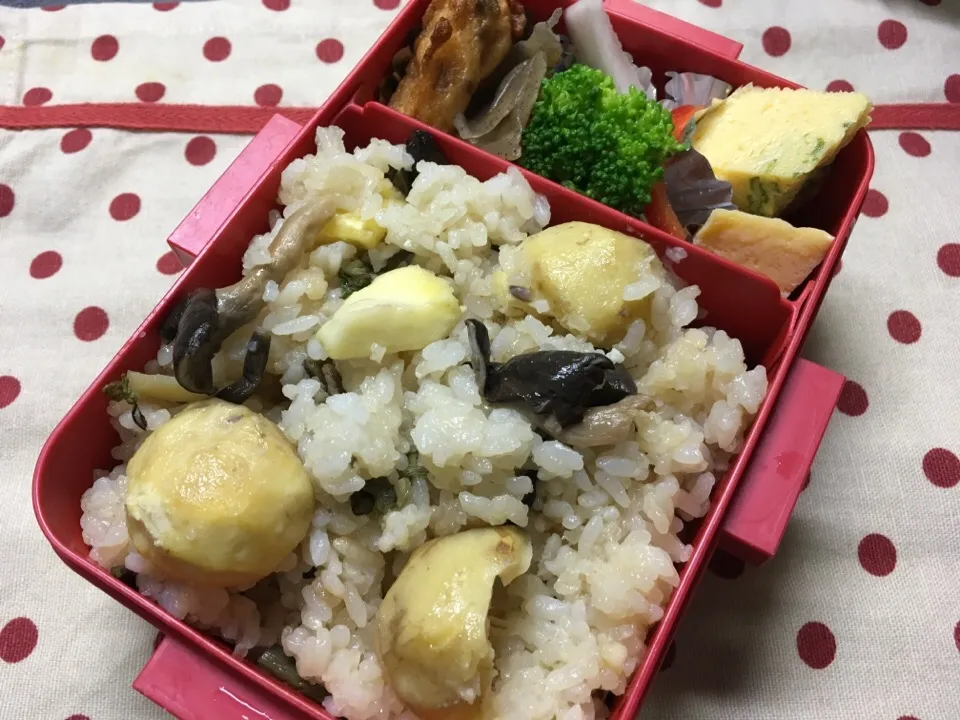 Snapdishの料理写真:10月5日 山菜栗おこわ弁当|sakuramochiさん