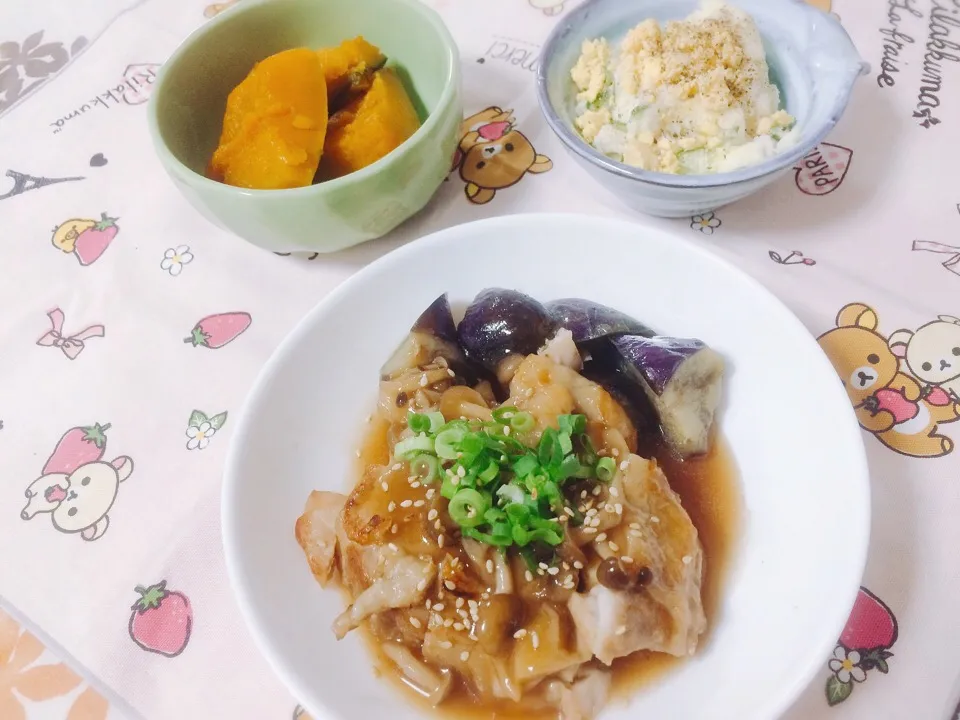 鶏もも肉のサッパリ煮とポテトサラダ。|こすもすさん