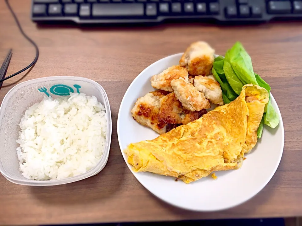 だんなさんのお昼ご飯
オムレツ
ムネ肉のカレー焼き|うみこさん