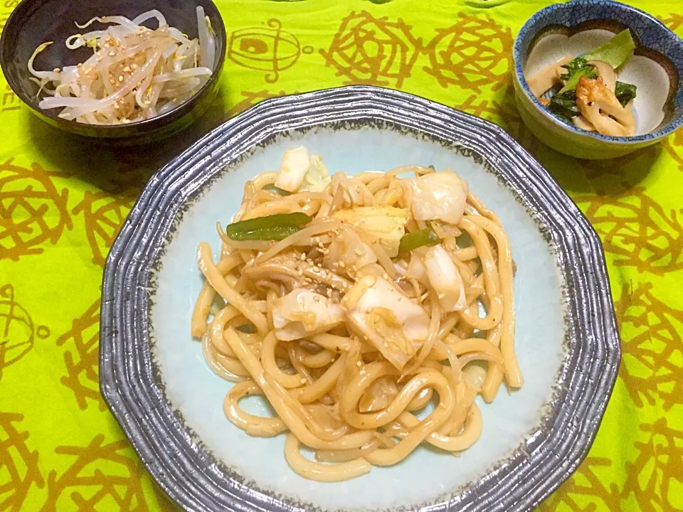 焼うどん、小松菜炒め、もやしのおひたし|ＰＩＰＩさん