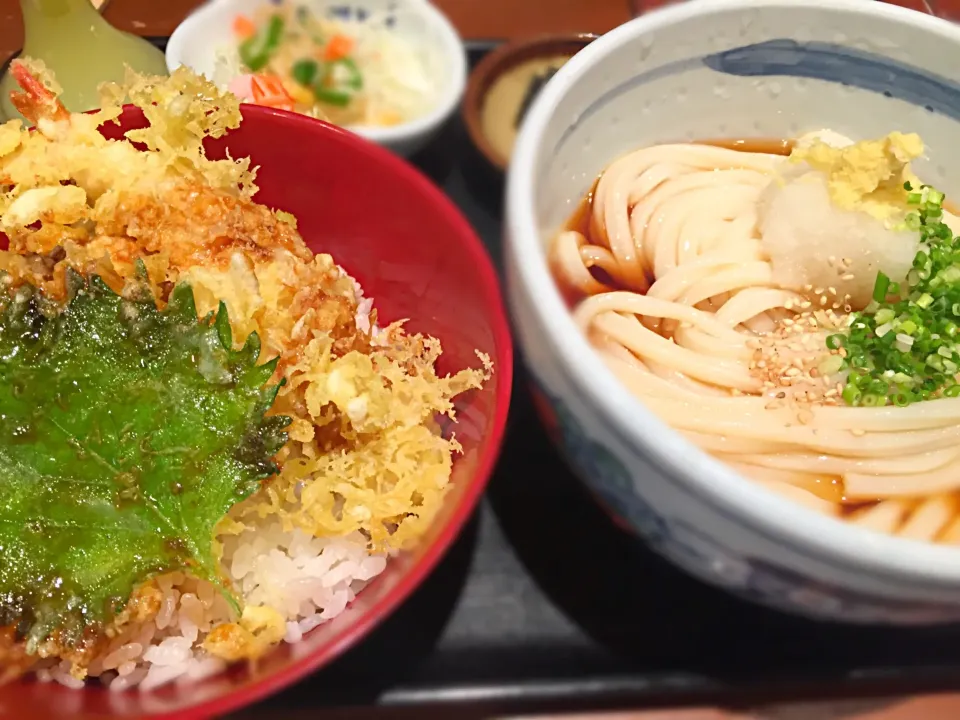 Snapdishの料理写真:日替り定食(おろしぶっかけ、天丼、サラダ)|buhizouさん