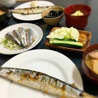 旬の秋刀魚の塩焼き&刺身|さとちゃんさん