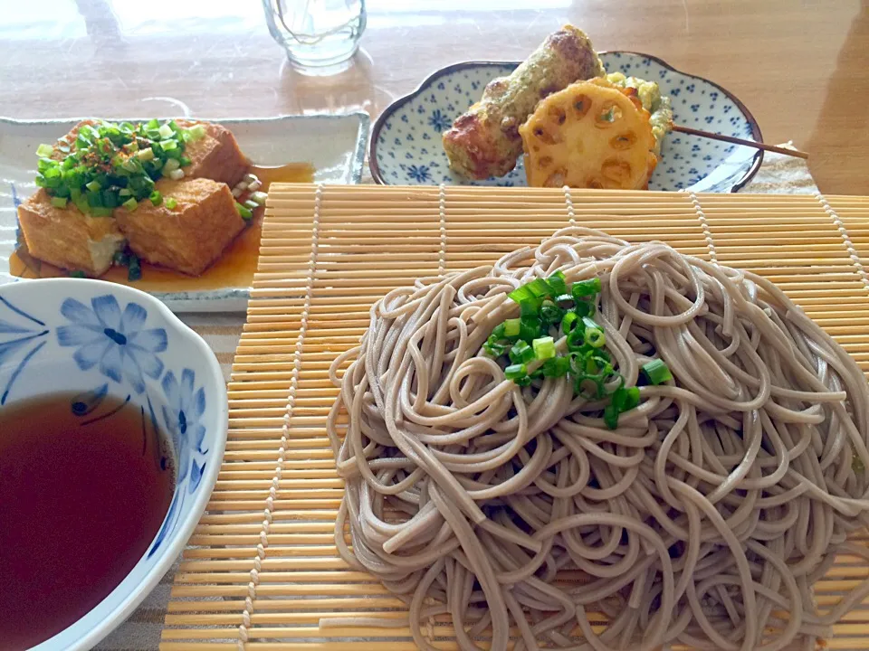 日本そば 竹輪、レンコン、ししとうの天ぷら 昆布ポン酢で厚揚げ|ヒロさん