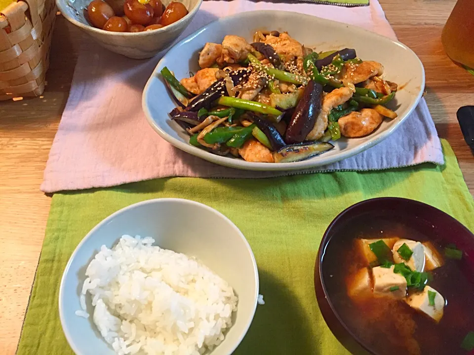 鳥胸肉味噌炒め&唐辛子こんにゃく|ひっちゃんさん