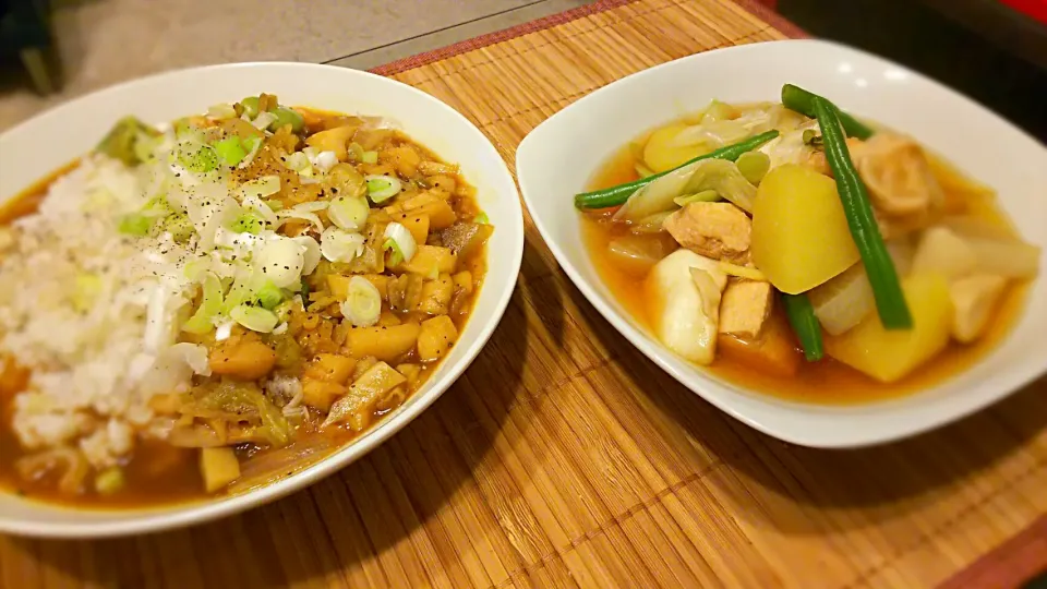 Snapdishの料理写真:和風ｶﾚｰ&煮物～
の晩ごはん✨

今日もめんみ…(。-∀-)ﾆﾔ♪|kaz(*･ω･)さん