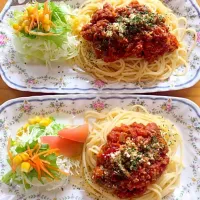 Snapdishの料理写真:spaghetti meatsauce|くろのんさん