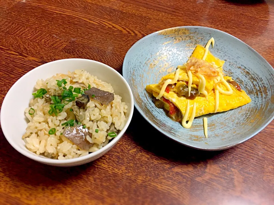 牡蠣ご飯、牡蠣の玉子巻き😬|おかんさん