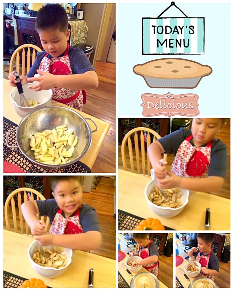 My EJ is making his famous family favorite Apple crumble pie🍎|🌺IAnneさん