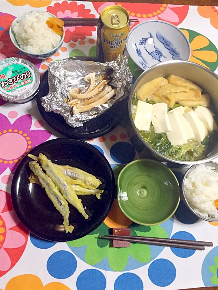 水炊き風鍋＊ししゃもの天麩羅＊松茸のホイル焼きで豪華な晩ごはん❀.(*´◡`*)❀.|さくたえさん