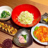 ＊海老チリ
＊厚揚げツナチーズ焼き
＊えんがわ刺身|mico-booさん