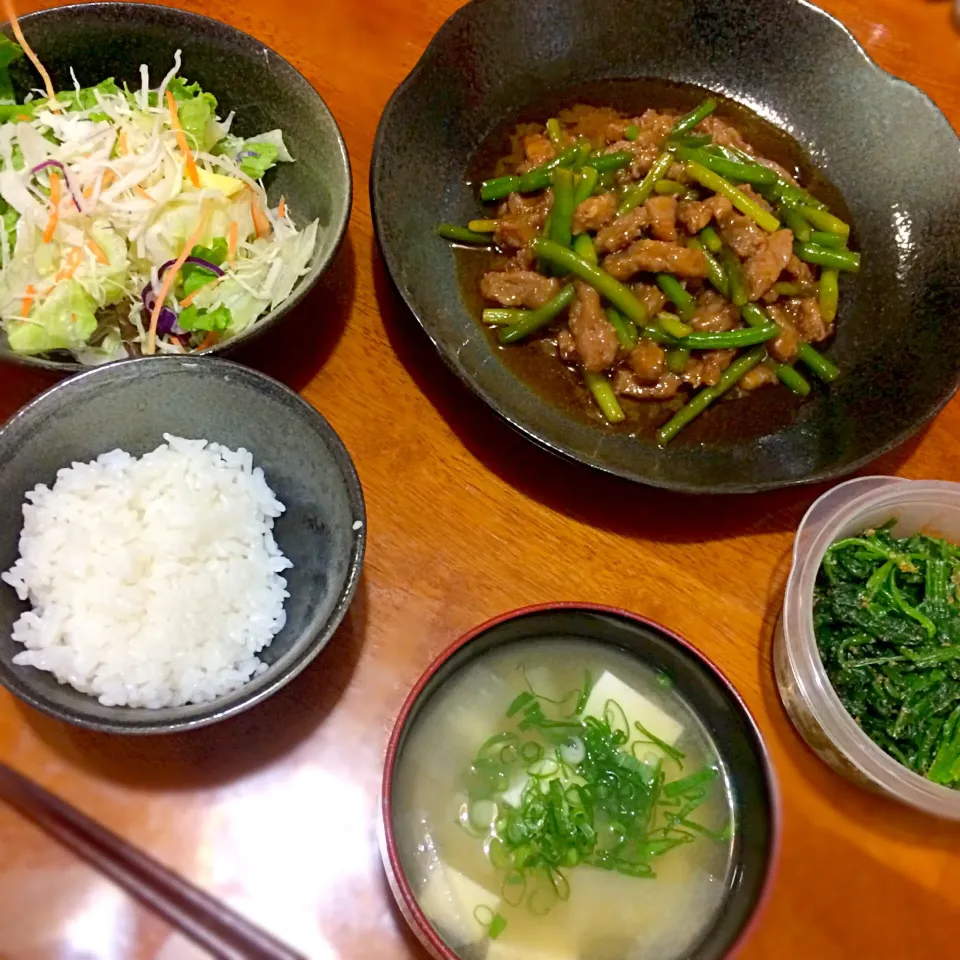 焼くだけのおかず
ほうれん草のごま和え
大根のお味噌汁|ちーぽんさん