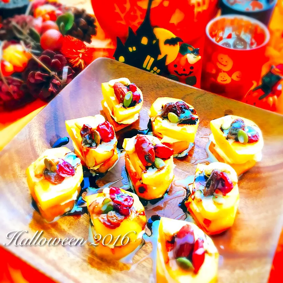 甘くて美味しい🎃柿とクリームチーズのミルフィーユ、バルサミコソースがけ🍷|event_cookingさん