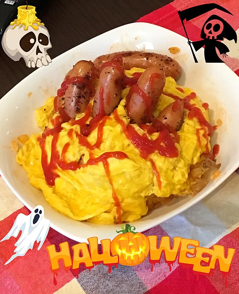 旦那作🎃手のオムライス✋🎃|mii’s⭐️お家ご飯さん