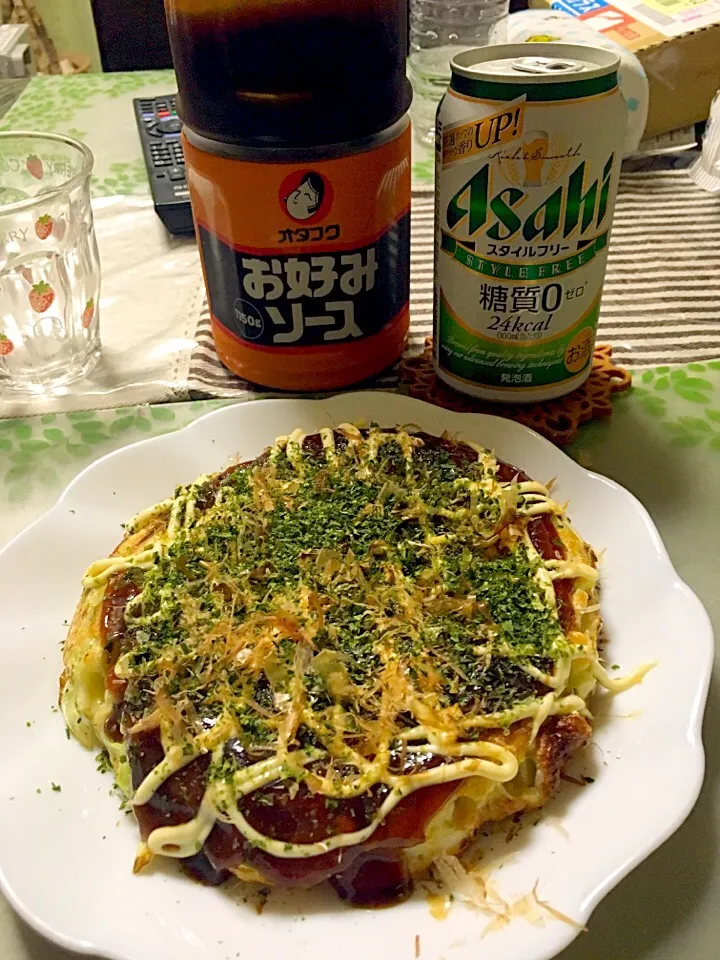 お好み焼き(*^｡^*)うちは オタフクお好みソースとマヨネーズをかけます！|ライムさん