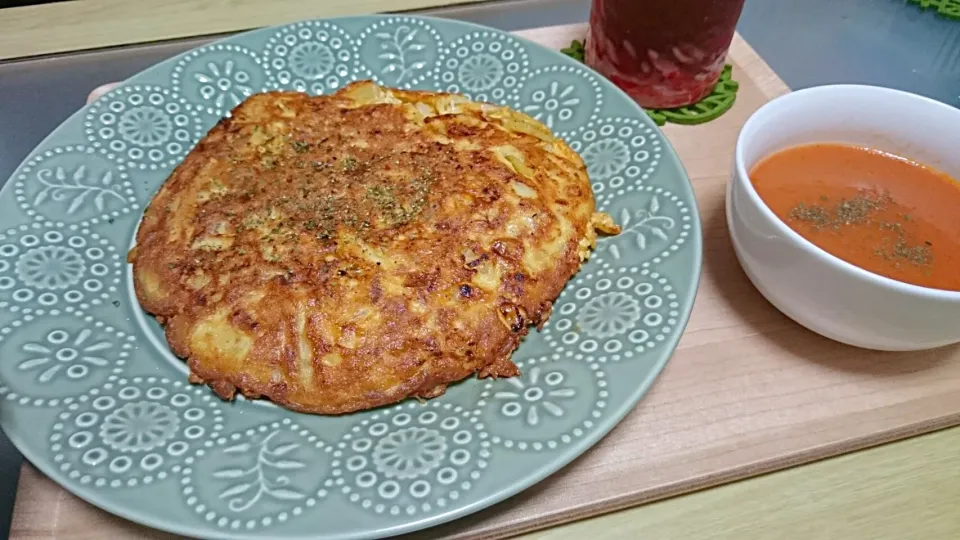 ツナポテトオムレツ、帝国ホテルのトマトスープ|おむすびさん