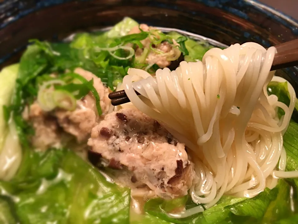 椎茸鶏団子のあんかけ温めん5|半田手延べそうめんの店 阿波や壱兆さん