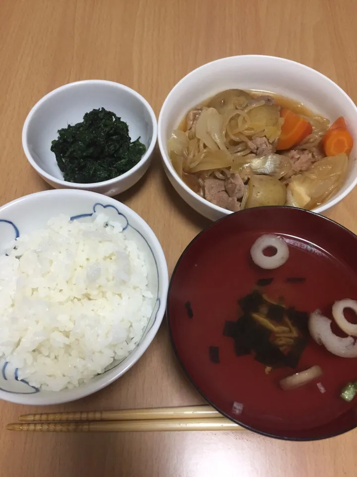 2016.10.14 肉じゃがとほうれん草の胡麻和え|しおりさん