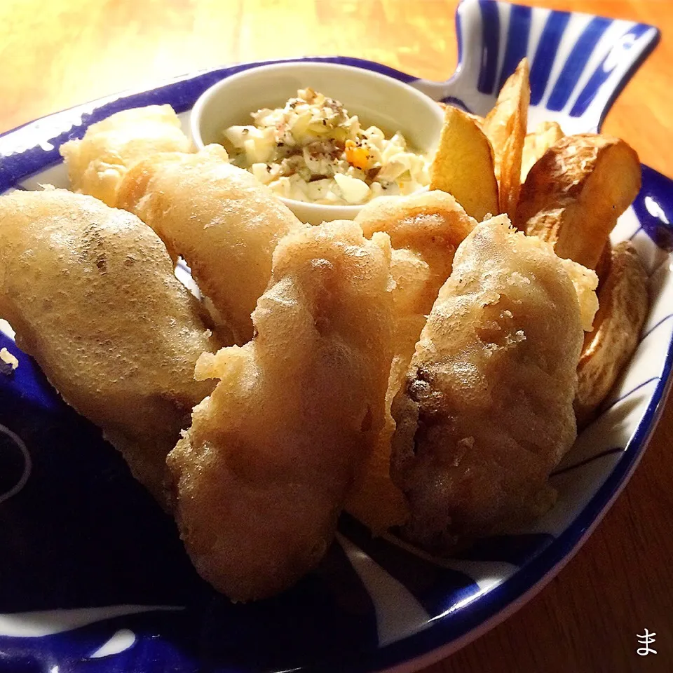 釣Fish & Chips、七海さんのしば漬けタルタル添え〜💞ʕ-̼͡-ʔ💞💞💞|まる(丸大豆)さん