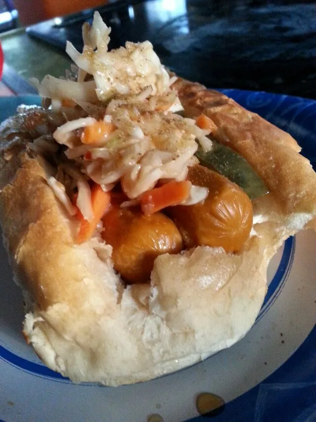 double hotdog. with slaw and all the fixings!|Polly Gelfusoさん