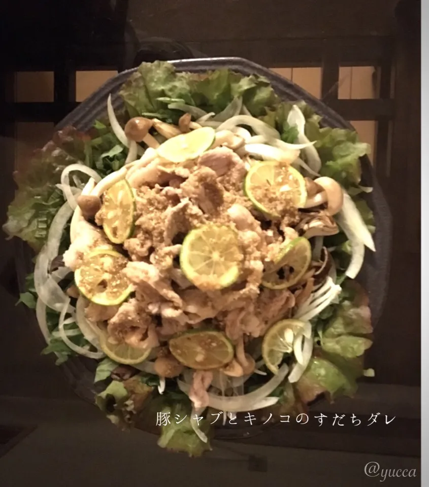 山本真希さんの料理 豚しゃぶと焼ききのこのすだちだれ🍄de 女ふたり飯👯|yucca@さん