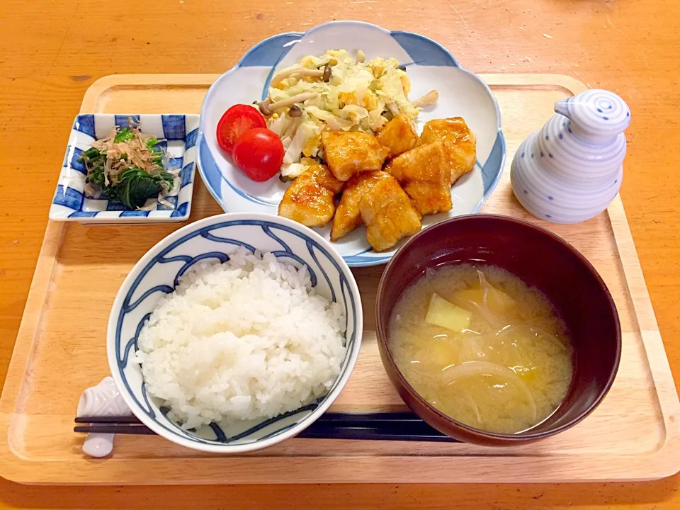 鶏胸肉の照り焼きとほうれん草のおひたし|ルドルフさん