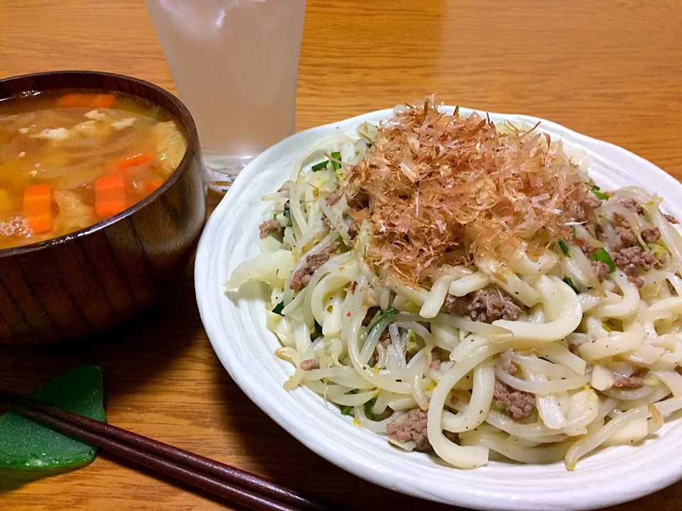 2016.10.14 晩ご飯…浅もつ焼うどん|風流料理人さん