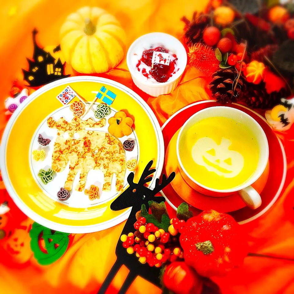 Snapdishの料理写真:スライスチーズアート🎃かぼちゃスープ|event_cookingさん