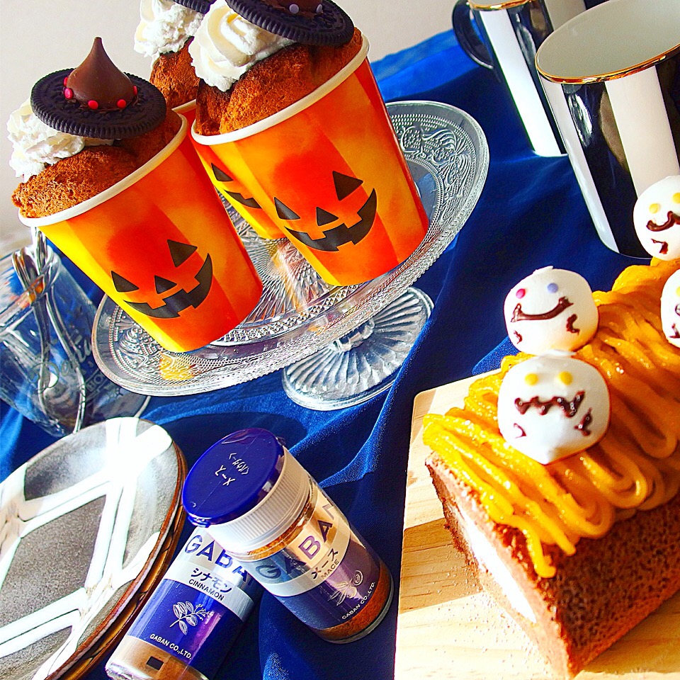 ハロウィン仕様カボチャのモンブランロールケーキ 紙コップシフォンケーキ Andy1031 Snapdish スナップディッシュ Id Ismfua