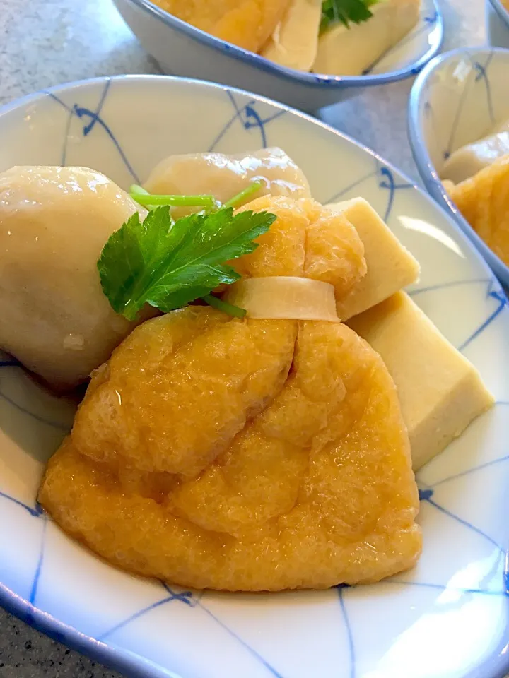 餅入り巾着と里芋と高野豆腐✨|てんてんさん