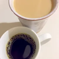 Snapdishの料理写真:カフェオレ&ブラック☕️|kmikiyさん