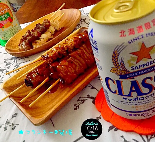 Snapdishの料理写真:★☆お持ち帰りおつまみ☆★数々のメディアに取り上げられている人気の焼き鳥屋さん♪リリーフランキーの焼き鳥とサッポロクラシック⚾️でパリーグファイナルステージ観戦！|さとみさん